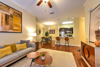 Living room with a couch and table